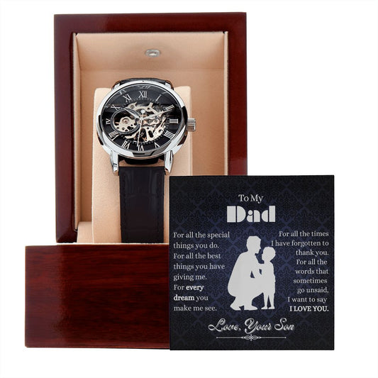 Dad-Son For The Special things Men's Openwork Watch