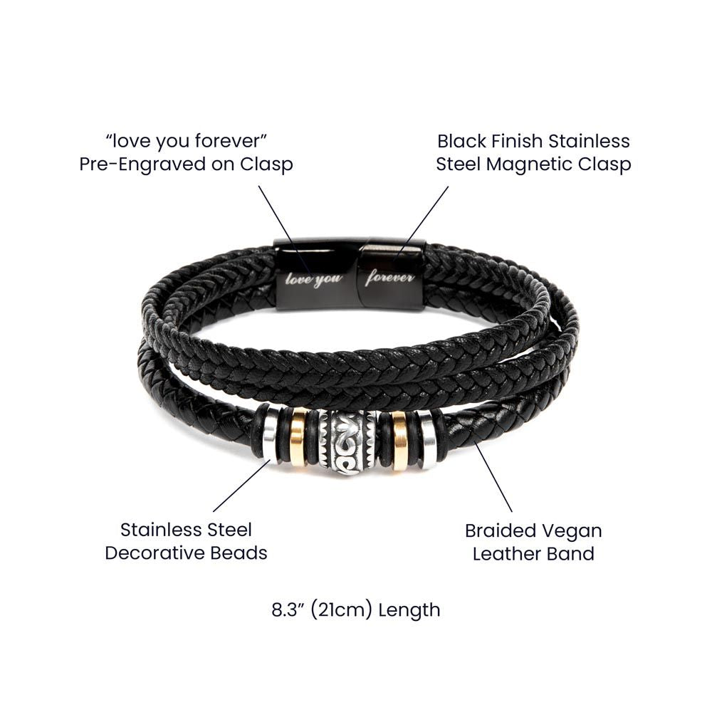 Father's Day, Birthday Gift- Men's "Love You Forever" Bracelet