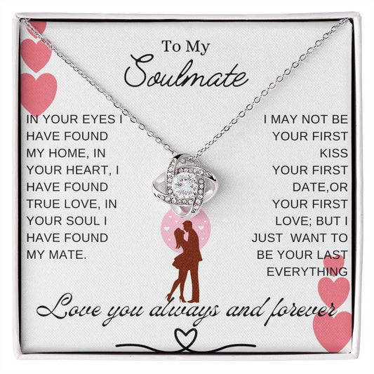 Personalized To My Wife Romantic Valentine gift for Her. Message Card Necklace for Wife Gift, Anniversary Gift for Her- Love Knot